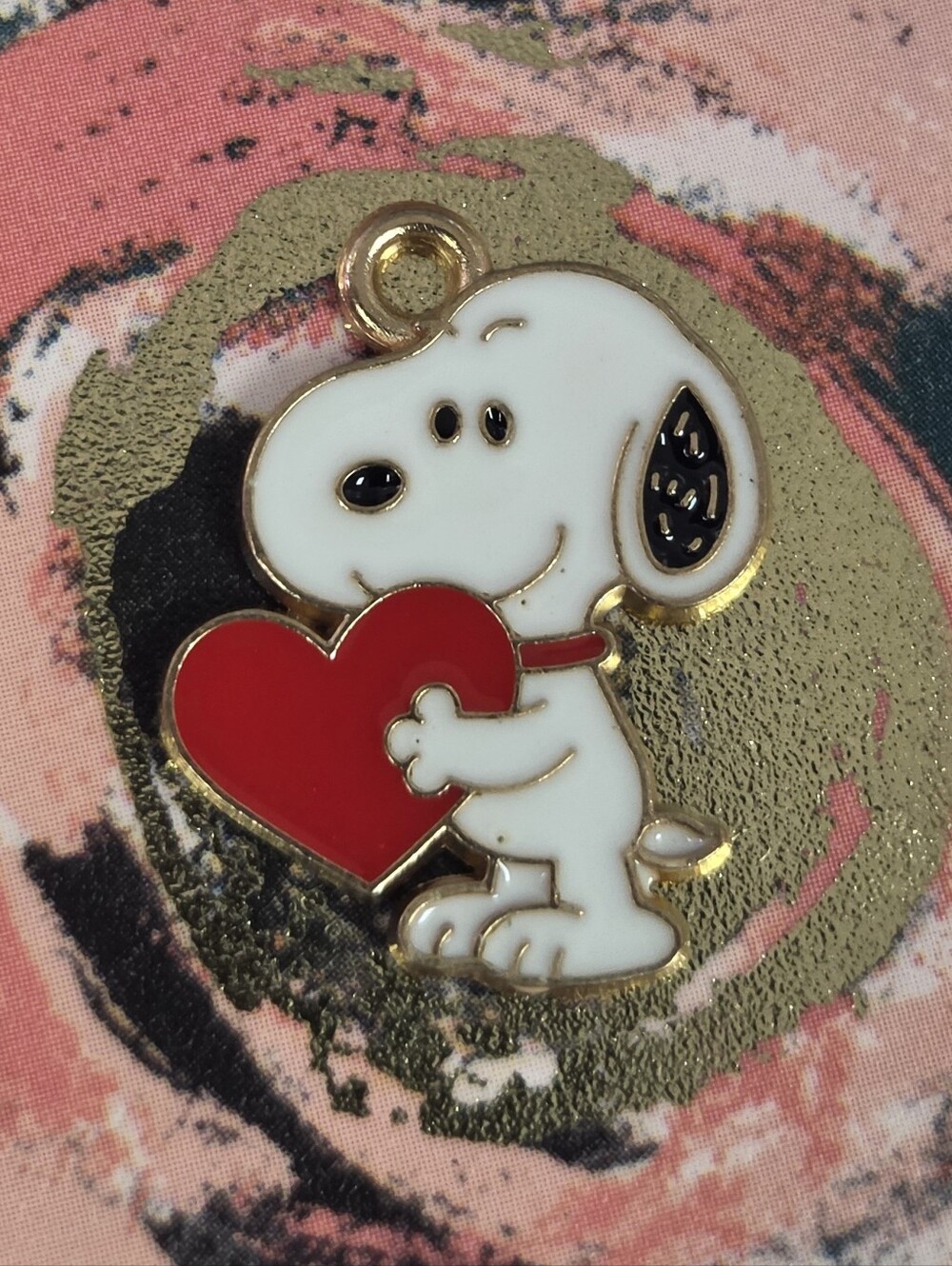 Peanuts Snoopy Heart Dog ID Tag Charm - White & Red